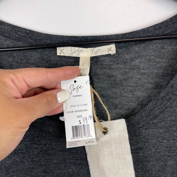 NWT Soft Joie (S) Warren Puff Sleeve Ruched Sleeve LS Shirt Gray - Picture 5 of 10